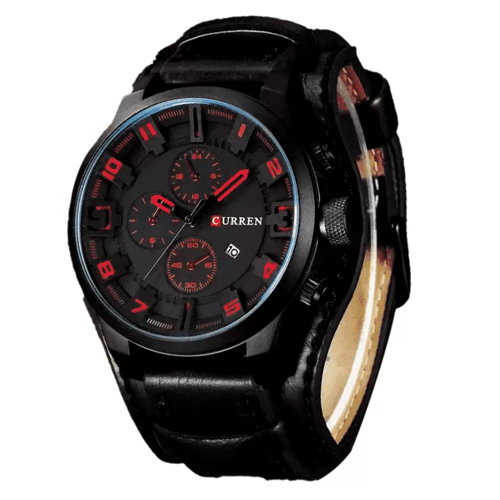 Curren Analog Movement Fashionable Leather Stripe Casual Watch - image 2