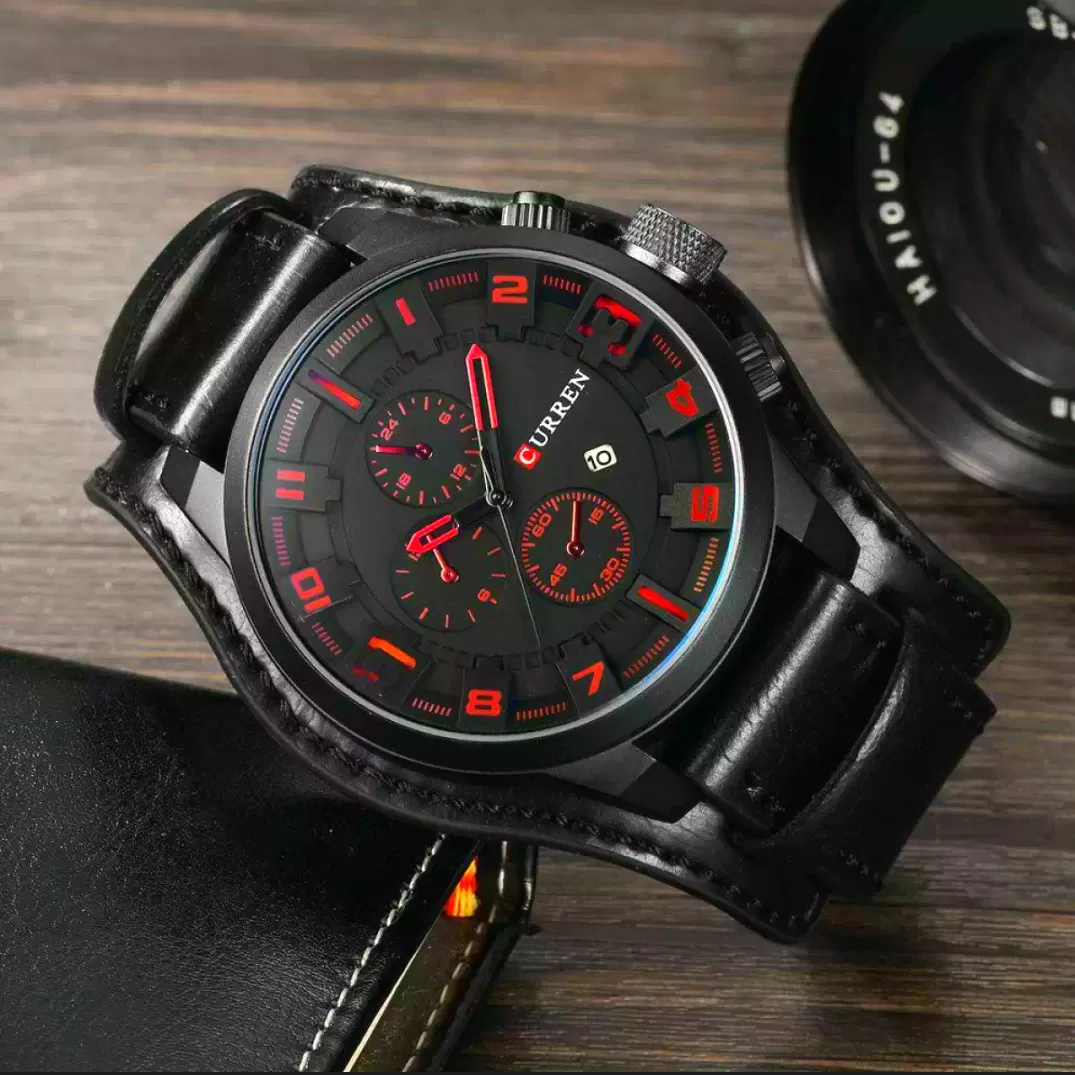 Curren Analog Movement Fashionable Leather Stripe Casual Watch - image 3