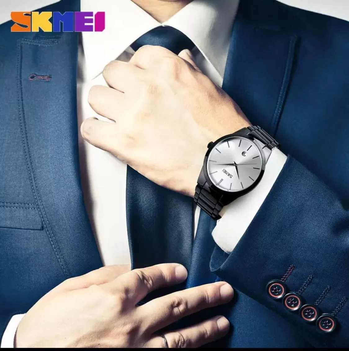SKMEI Boys Gents Men Fashionable Stainless Steel Date Watch - image 2