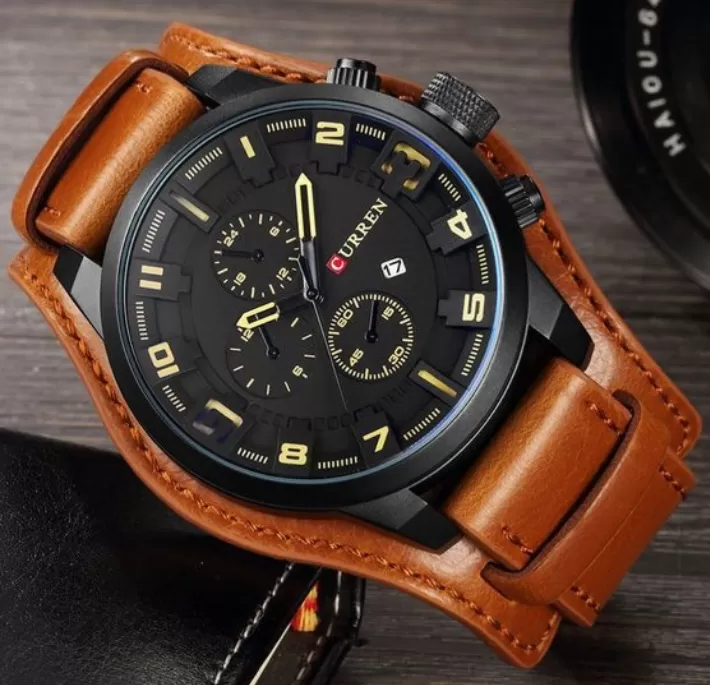 Curren Analog Movement Fashionable Leather Watch - image 2