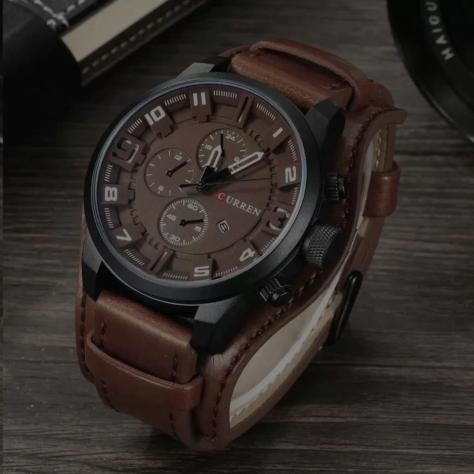 Curren Analog Movement Fashionable Leather Stripe