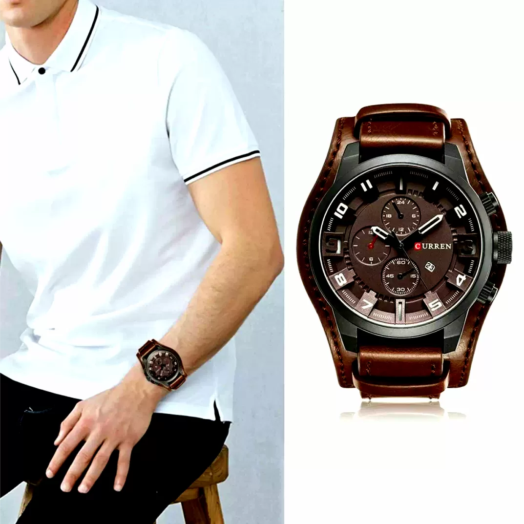 Curren Analog Movement Fashionable Leather Stripe - image 3