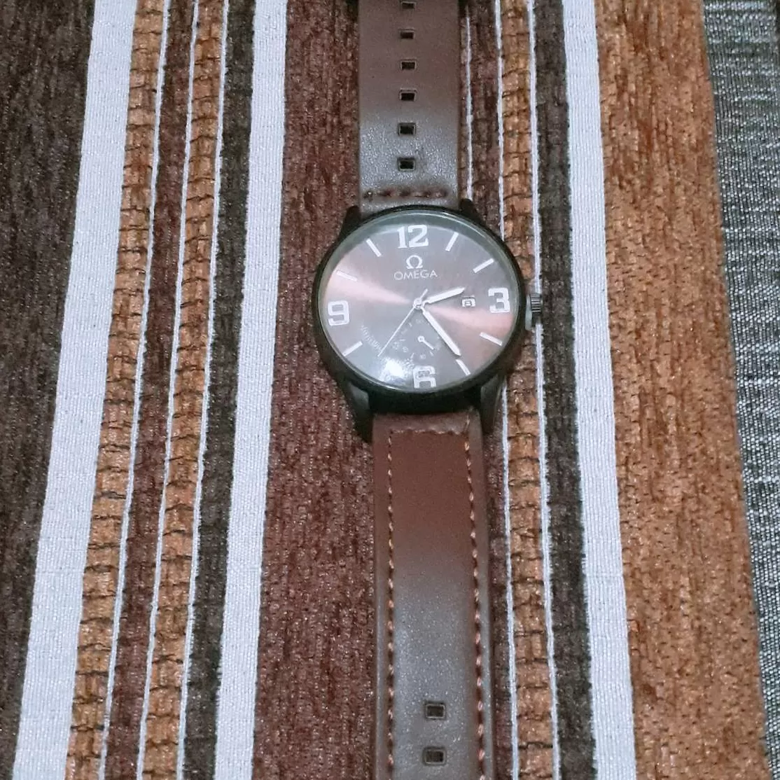 Omega Dark Brown Men Casual Elegent Fashion Leather Watch - image 3
