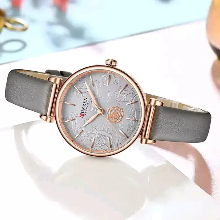 CURREN Ladies Fashion Grey Flower Wrist Watch - image 2