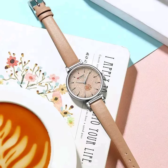CURREN Ladies Adjustable Leather Flower Watch