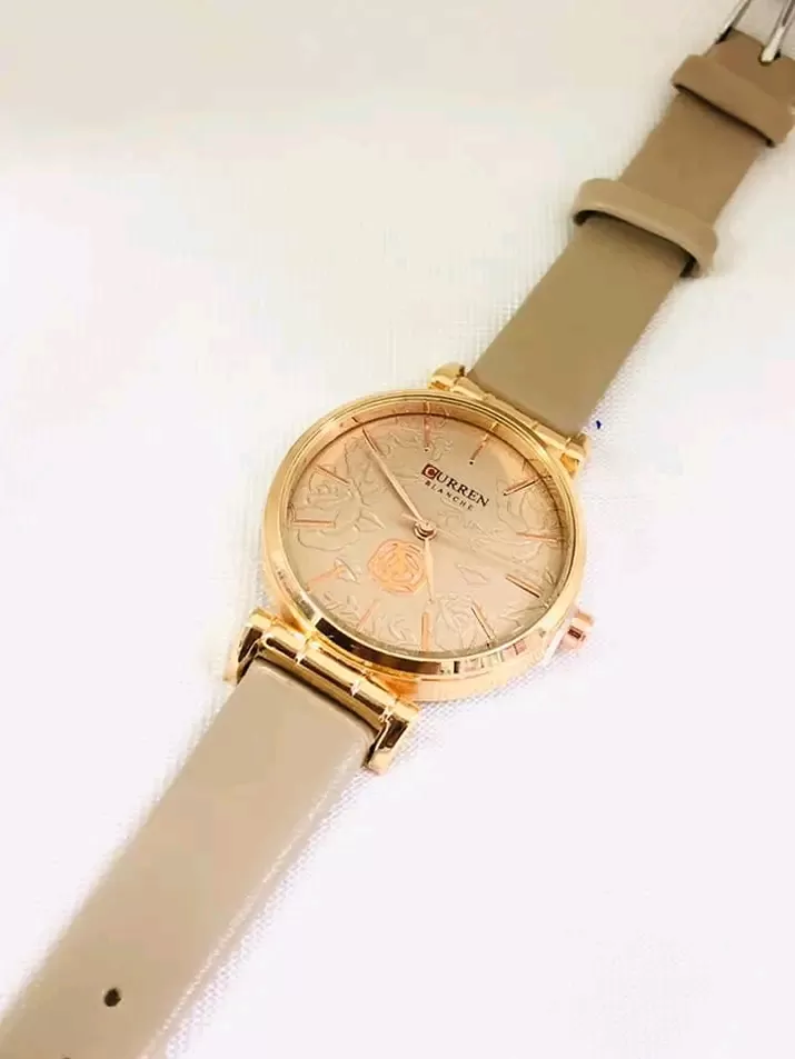 CURREN Ladies Adjustable Leather Flower Watch - image 2