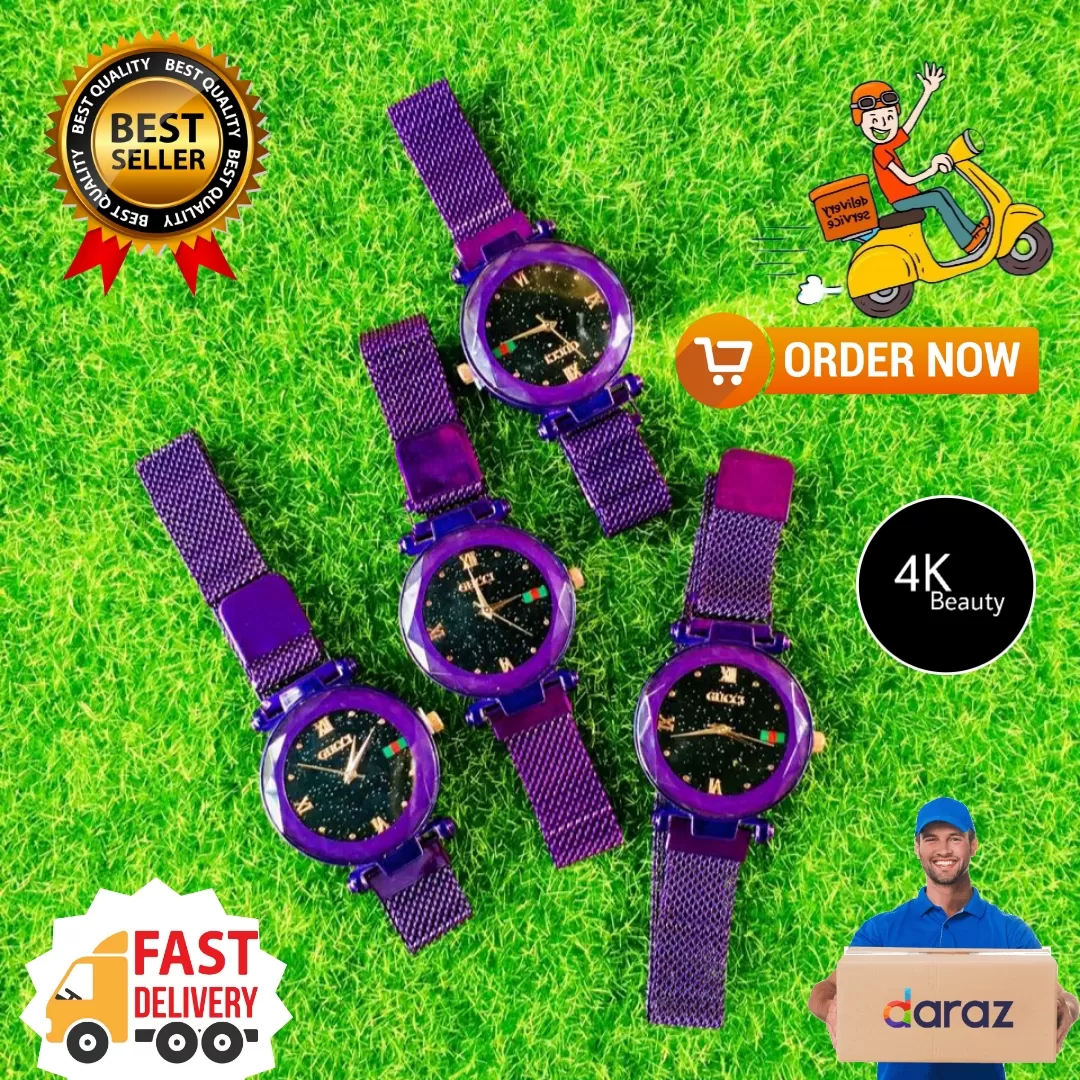 Curren Purple Starry Sky Girls Ladies Fashion Watch - image 3