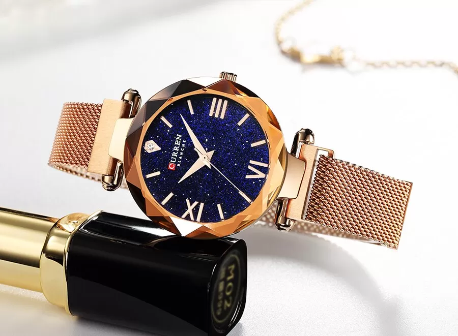 Curren Magnet Watch Rose Gold Black Ladies Fashion