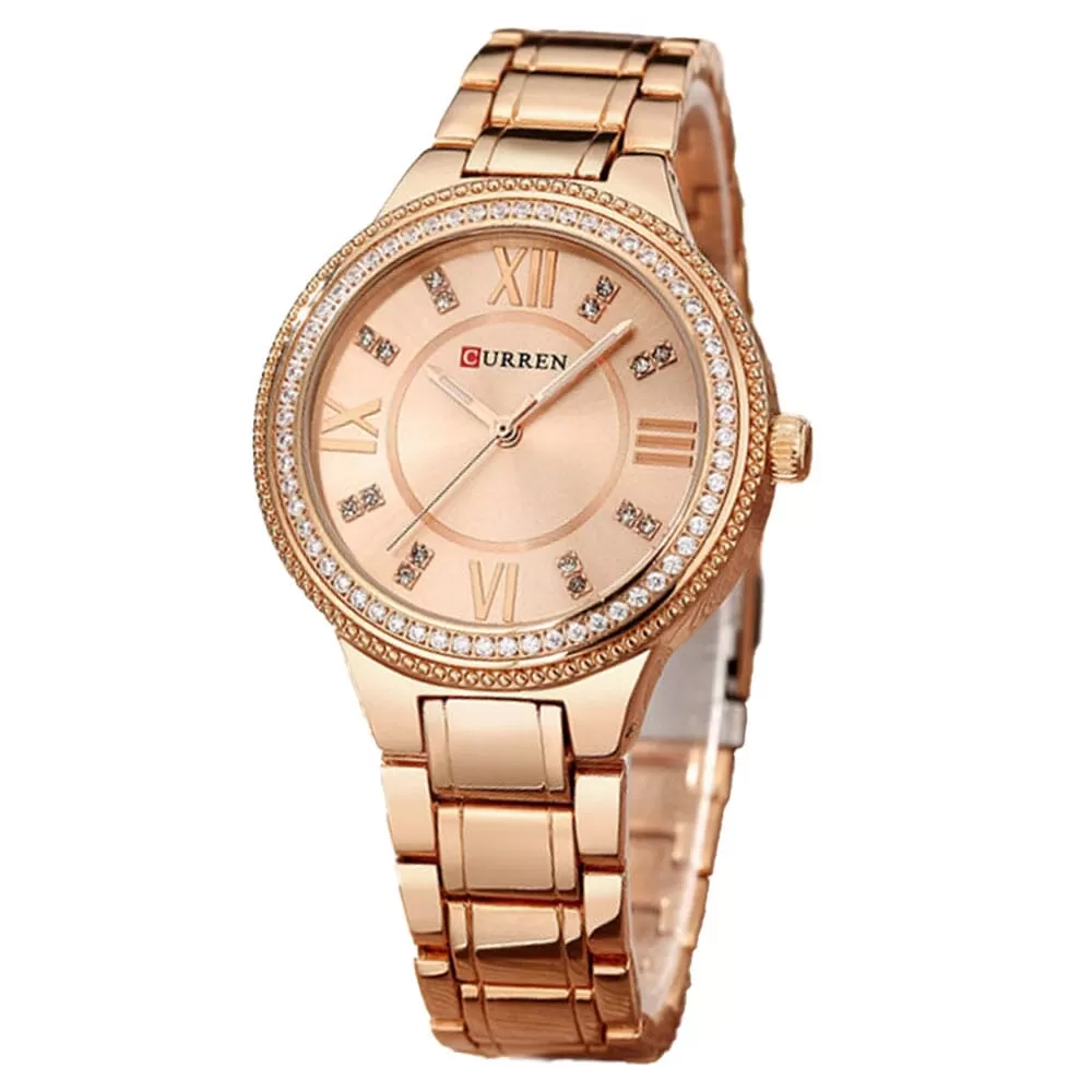 Curren Ladies Elegant Diamond Look Rose Gold Watch - image 2