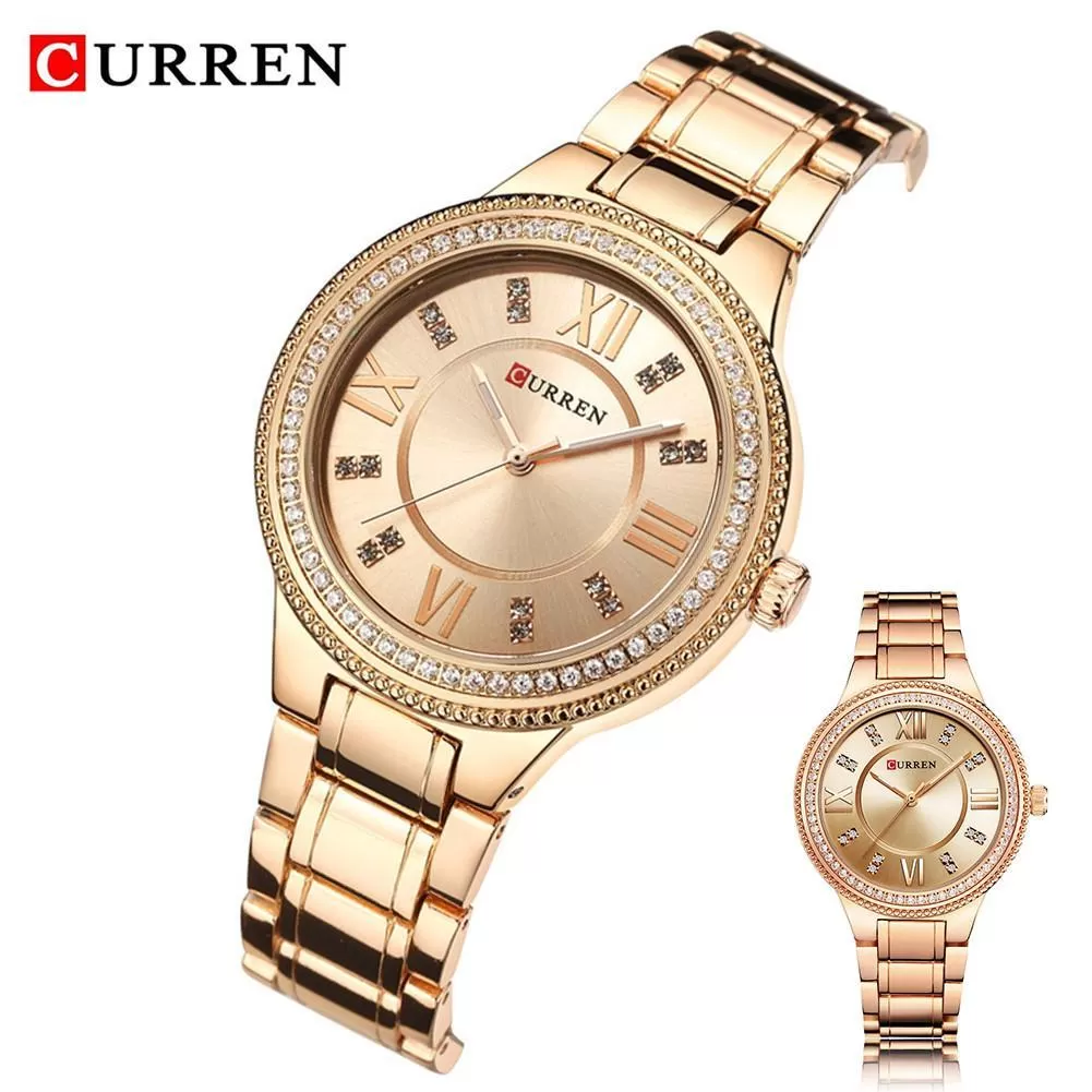 Curren Ladies Elegant Diamond Look Rose Gold Watch - image 3