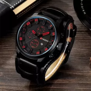 Curren Analog Movement Fashionable Leather Stripe Casual Watch