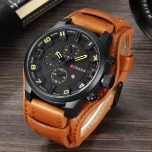 Curren Analog Movement Fashionable Leather Watch