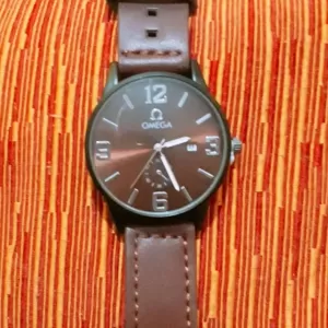 Omega Dark Brown Men Casual Elegent Fashion Leather Watch