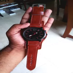 SKMEI Gents Leather Stripe Elegant Wrist Watch