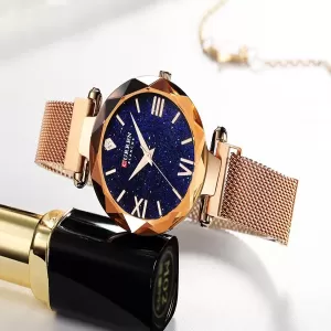 Curren Magnet Watch Rose Gold Black Ladies Fashion