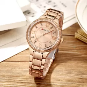 Curren Ladies Elegant Diamond Look Rose Gold Watch