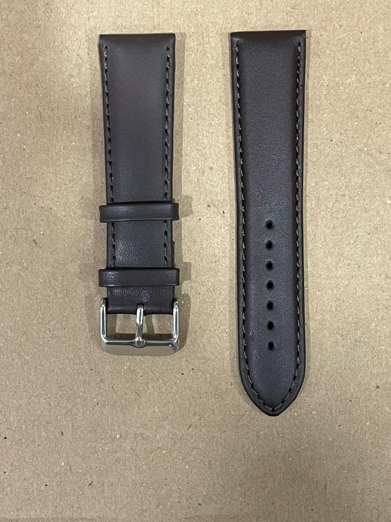 Generic Watch Strap Dark Brown 22mm Leather