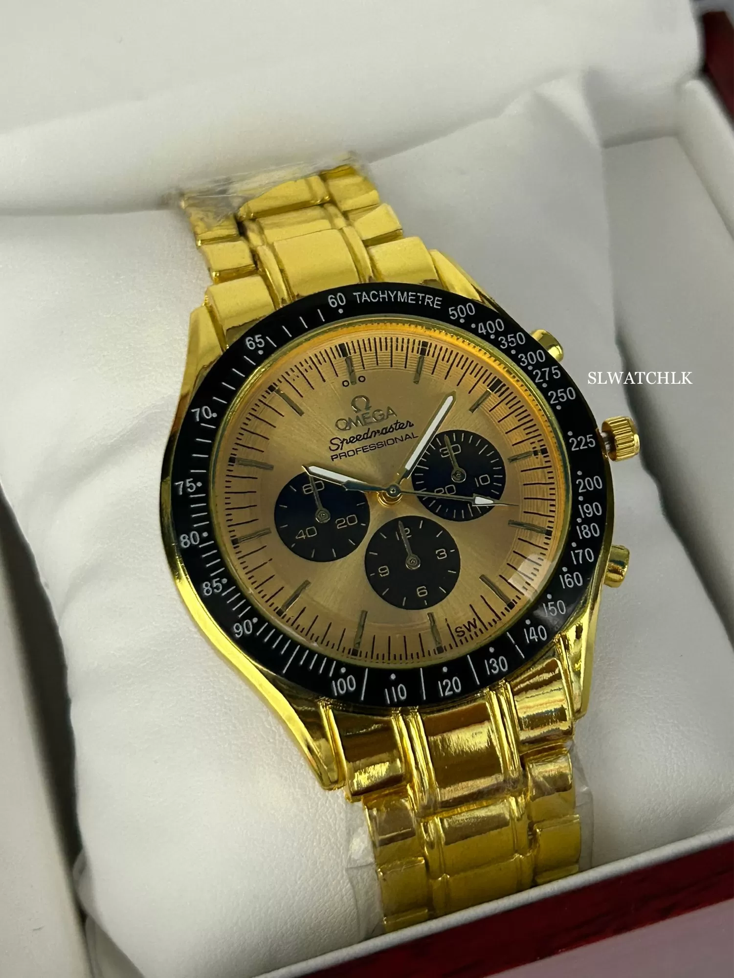 Omega Mens Casual Gold Watch Friends Gift