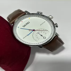 Skmei Simple Fashion Casual Mens Watch Dark Brown Leather