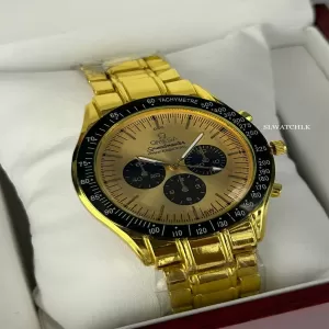 Omega Mens Casual Gold Watch Friends Gift