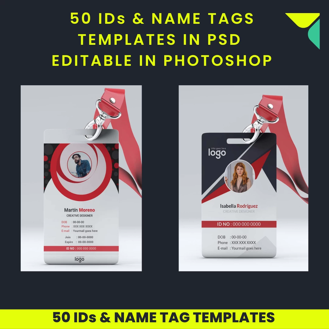 100 Identity Cards & Name Tags Templates in PSD