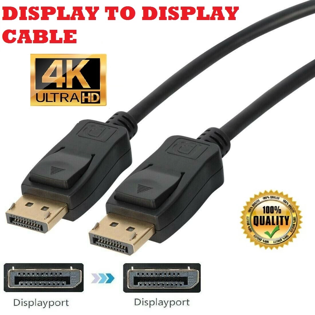 1080 / 4K HDDisplay port to Display to Display Cable