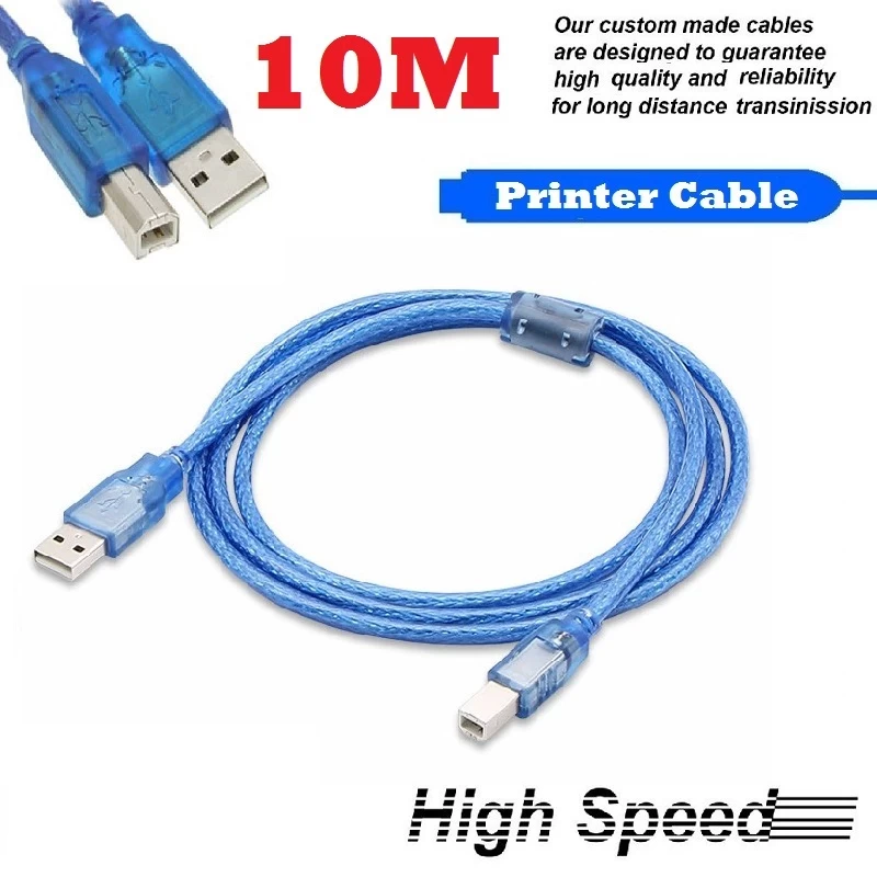 10M High Speed Transparent USB Printer Cable Type A