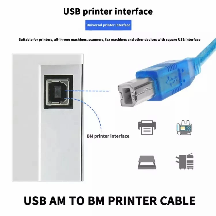 1.5M High Speed Transparent USB Printer Cable Type A - image 2