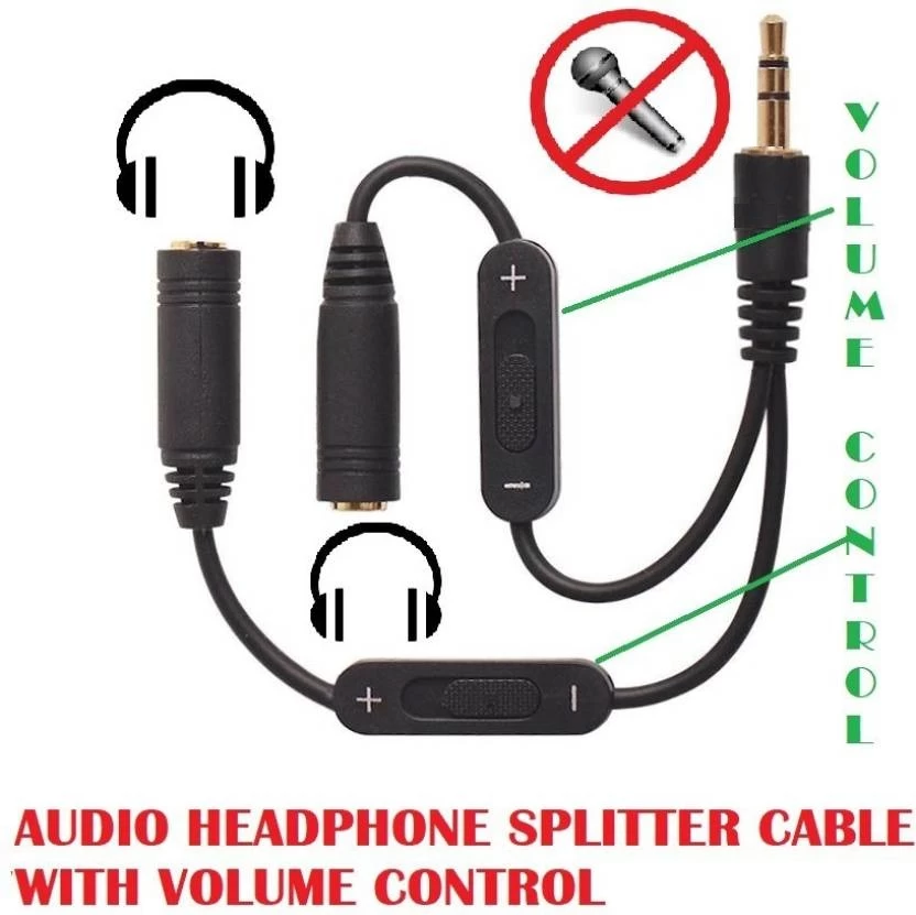 3.5mm Audio Jack Splitter Cable Separate Volume Control - image 2
