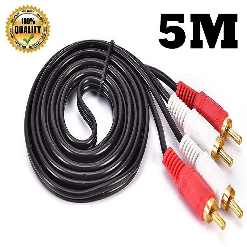 5M 2RCA Male to 2RCA Male Stereo Audio Cable