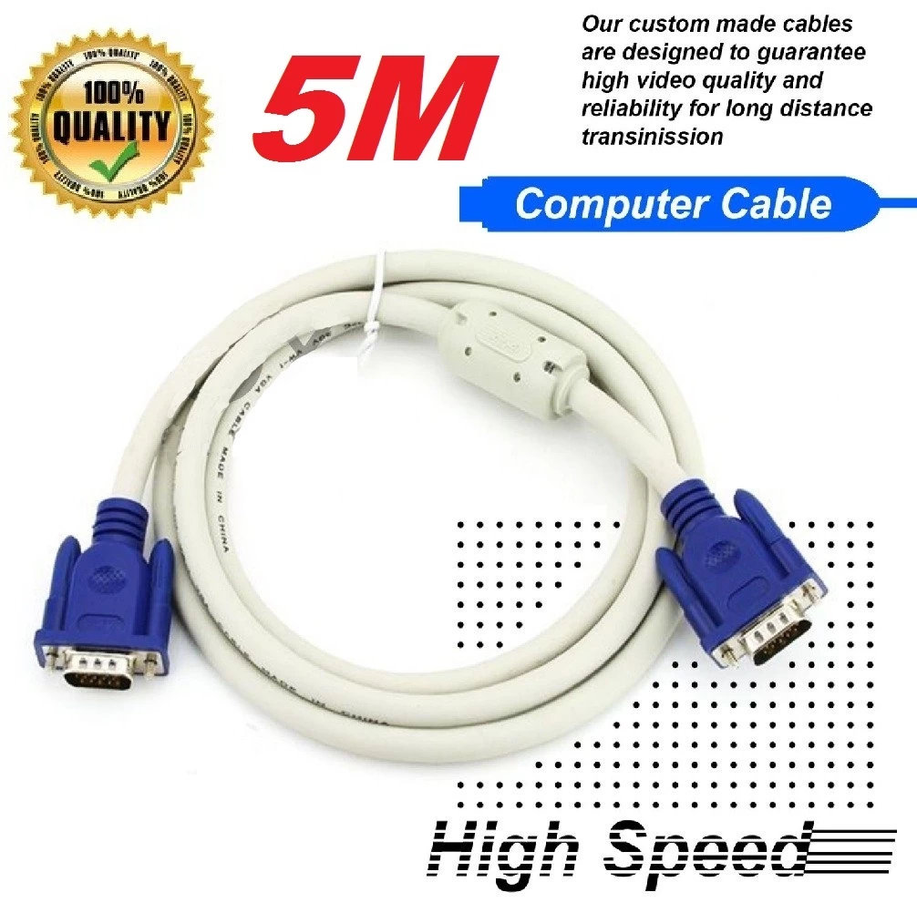 5M VGA Cable 1080P HD Male To Male Cable