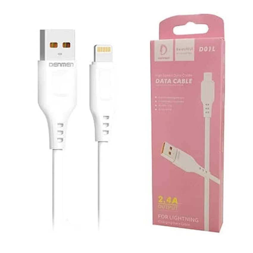 Denmen D01L High Speed Data Cable 2.4A - Lightning USB - image 2