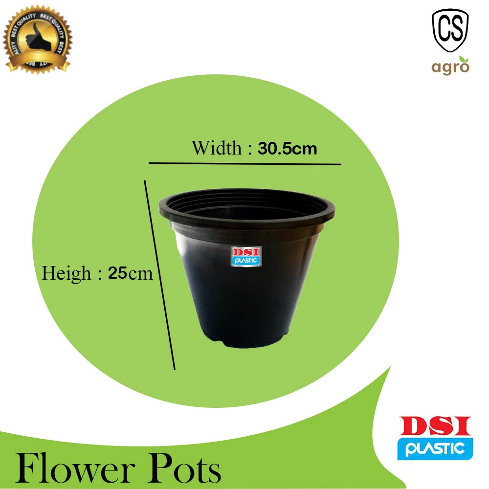 DSI Pot 5pcs Set Black Flower Pot Home Garden - image 2