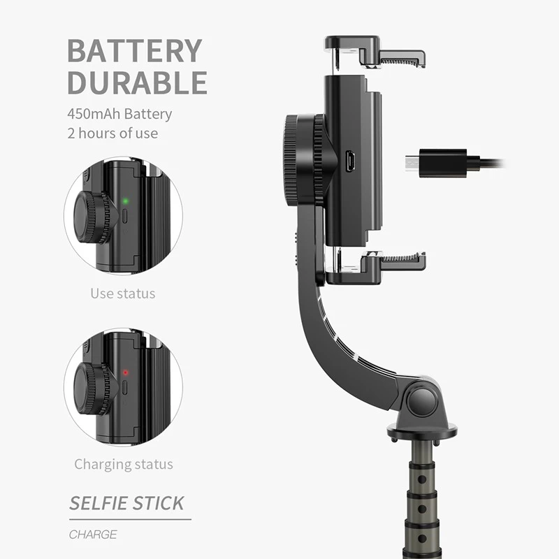 Generic Q08 Anti-shake Gimbal Stabilizer Extendable Selfie Stick - image 4