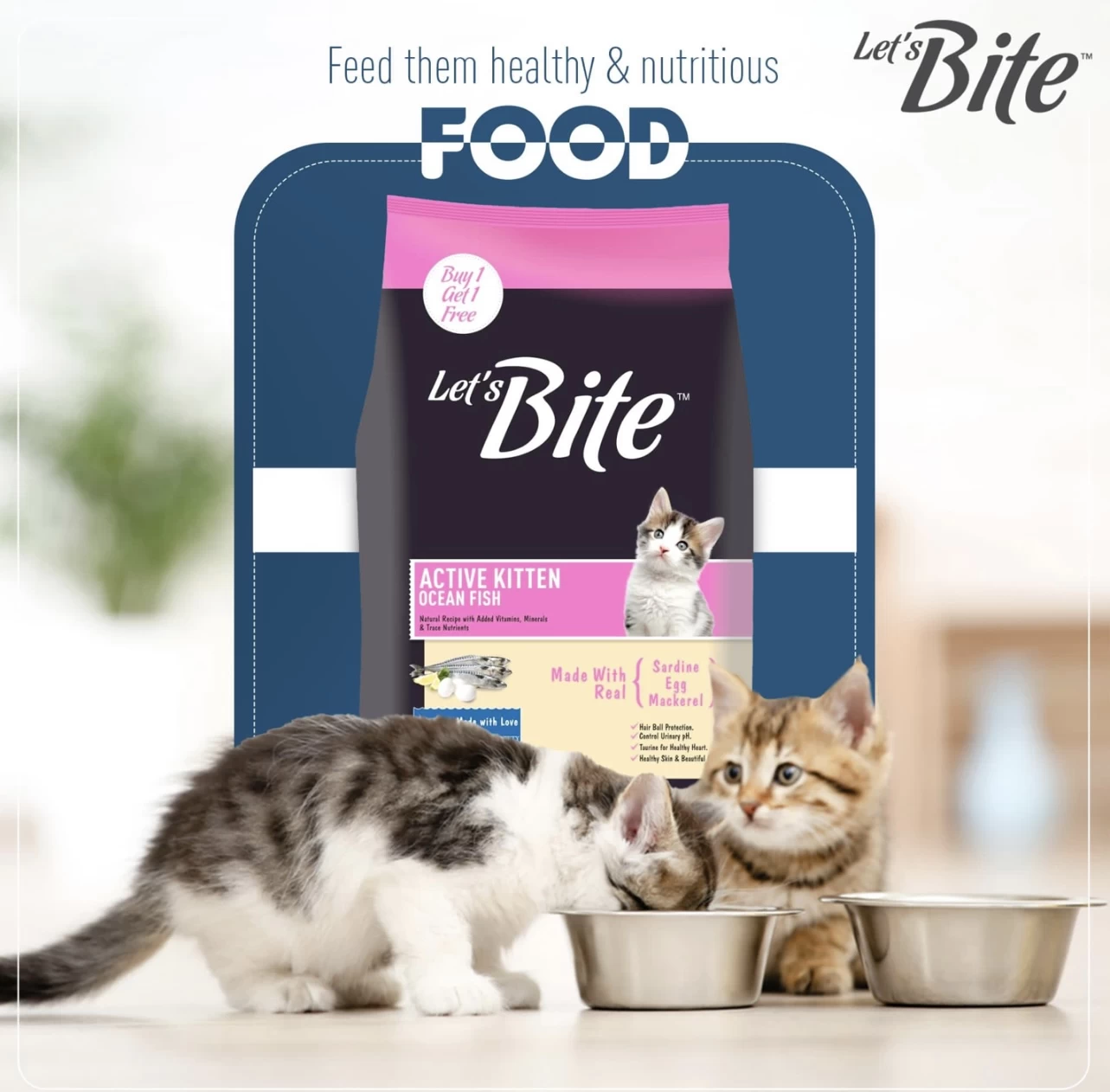 Let's Bite Active Kitten Cat Dry Food 1.6Kg - image 2