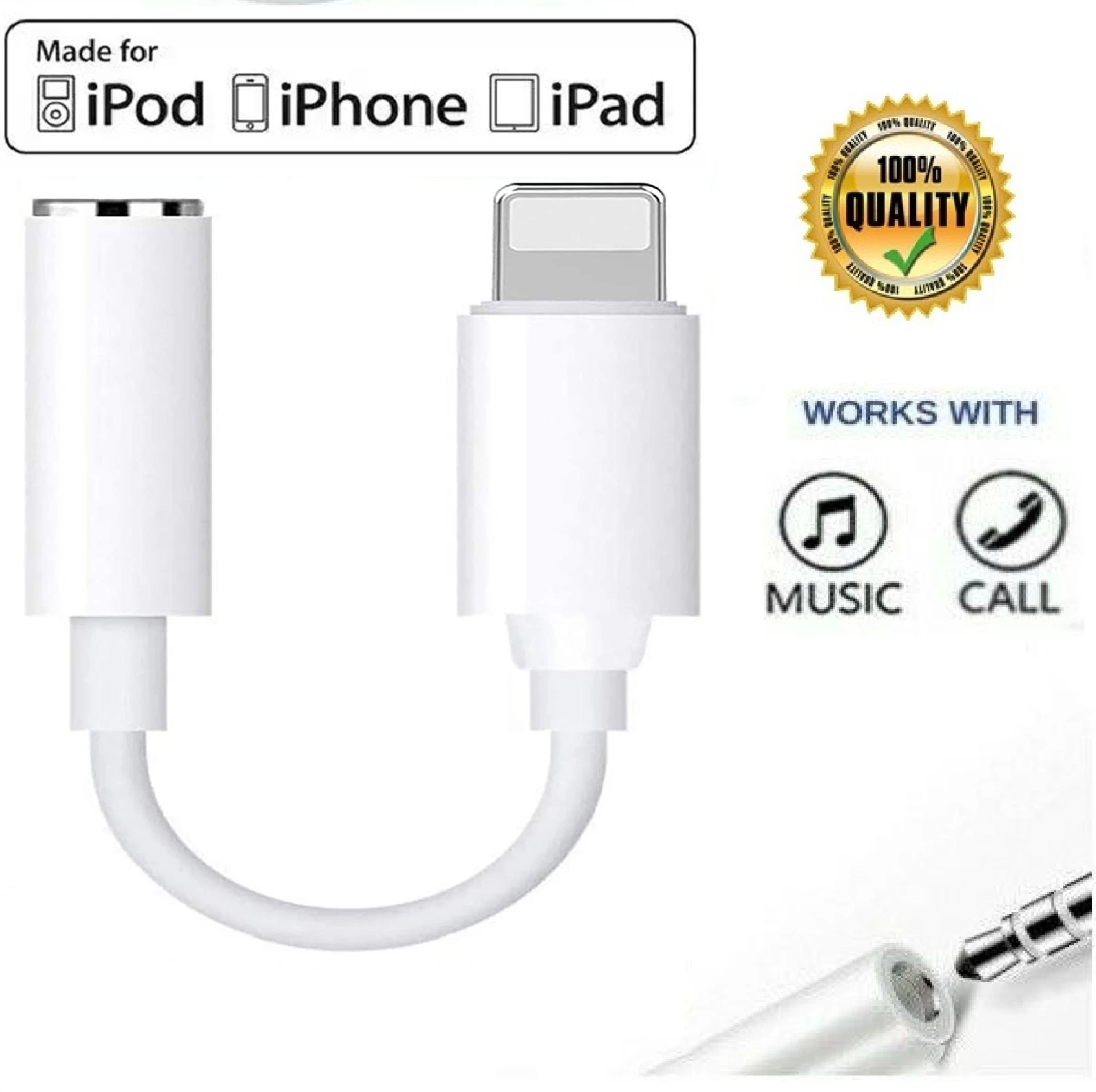 Lightning to 3.5mm Headphone Jack Adapter for iPhone