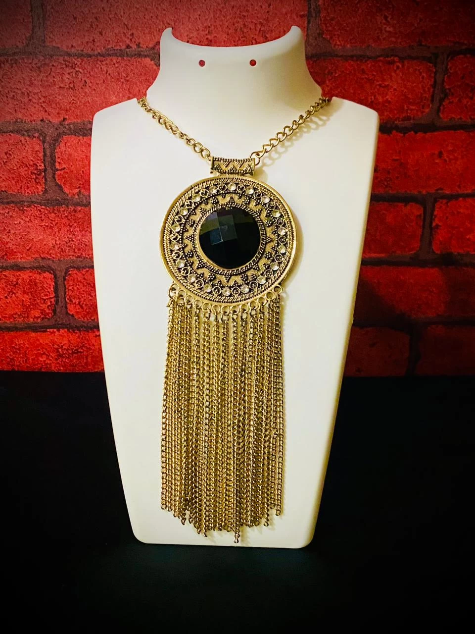 Generic Tribal Brass Long Chain Necklace