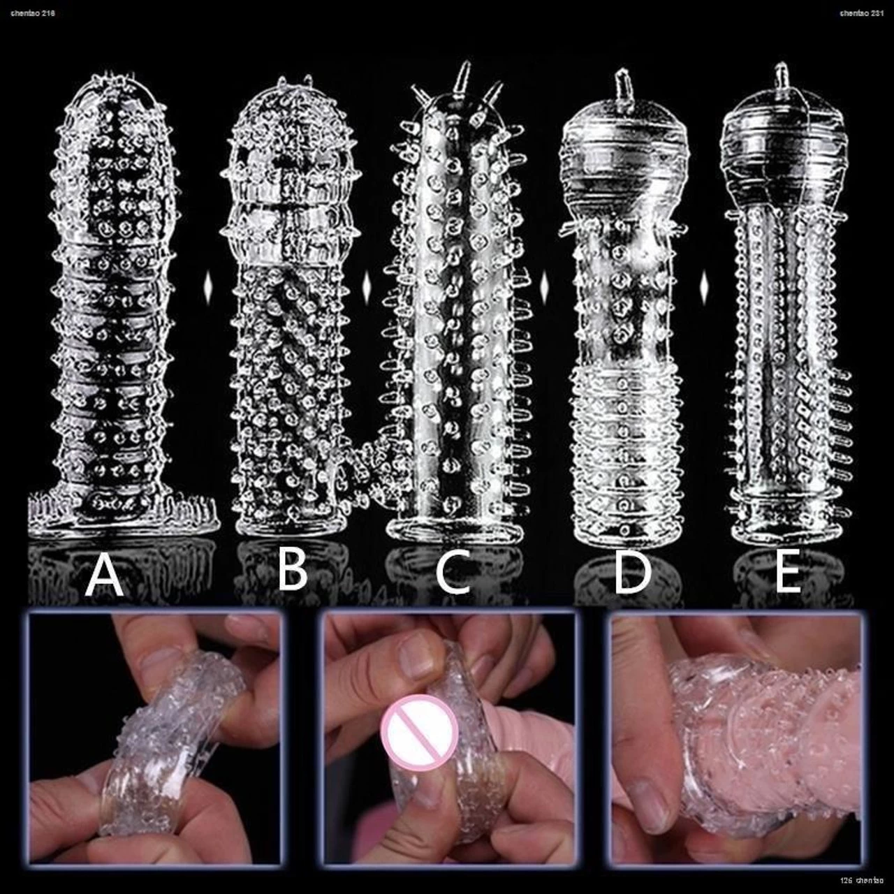 Generic Reusable Dotted Condom Ejaculation Delay Sleeve - image 2