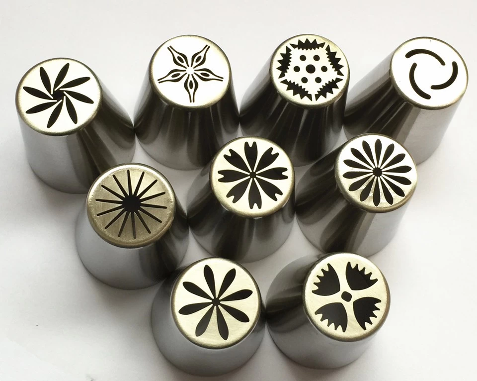 Russian Stainless Steel 9 Pcs Cake Nozzles Cake Icing - image 2