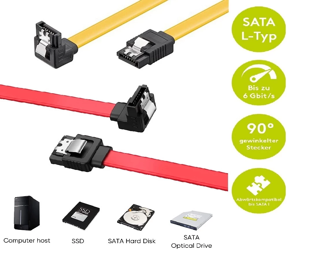SATA Cable, (14-inch) SATA III Data Drive Cable 6.0 Gbps - image 1