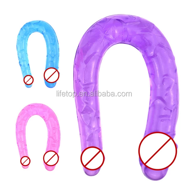 Soft TPE Double Headed Sex Toy Vagina Anal Crystal Dildo - image 2
