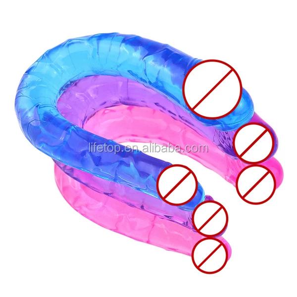 Soft TPE Double Headed Sex Toy Vagina Anal Crystal Dildo - image 4