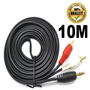10M 3.5 MM Male Jack to AV 2 RCA Male Stereo Audio Cable