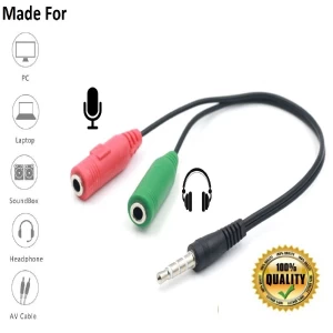3.5mm Y Splitter 1 Jack Male to 2 Female Headphone Mic