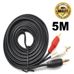 5M 3.5 MM Male Jack to AV 2 RCA Male Stereo  Audio Cable