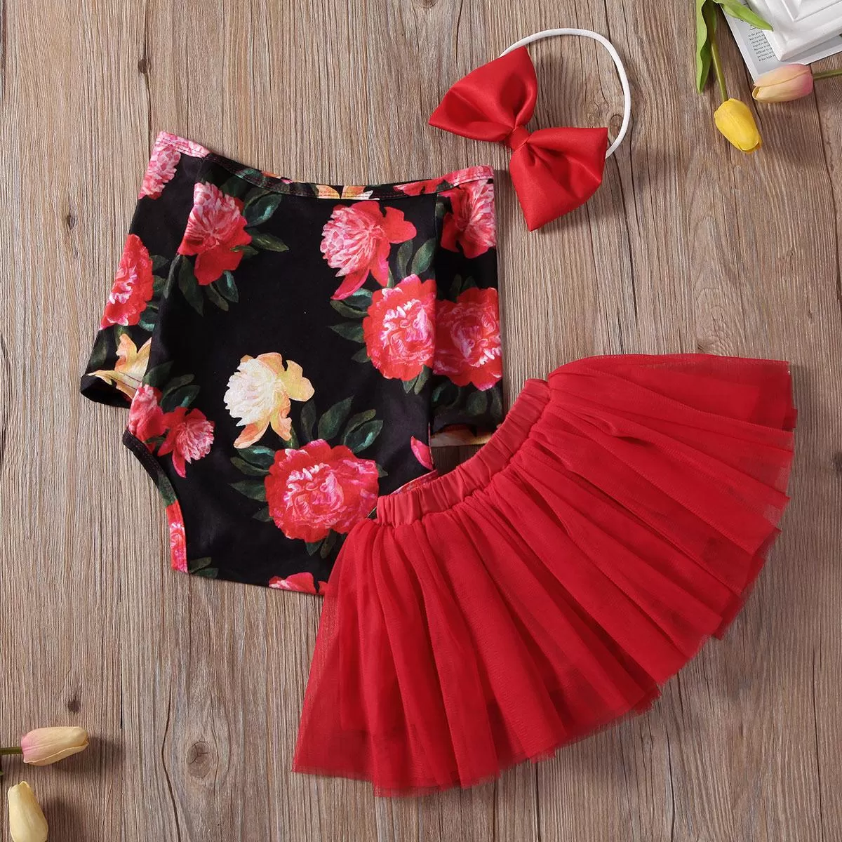 Generic 3PC Baby Girl Romper Floral Luxury Set - image 3