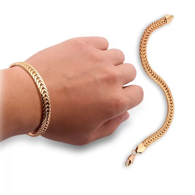 18K Luxury Gold Cuban Link Snake Chain Hand Bangle Gold Co - image 2