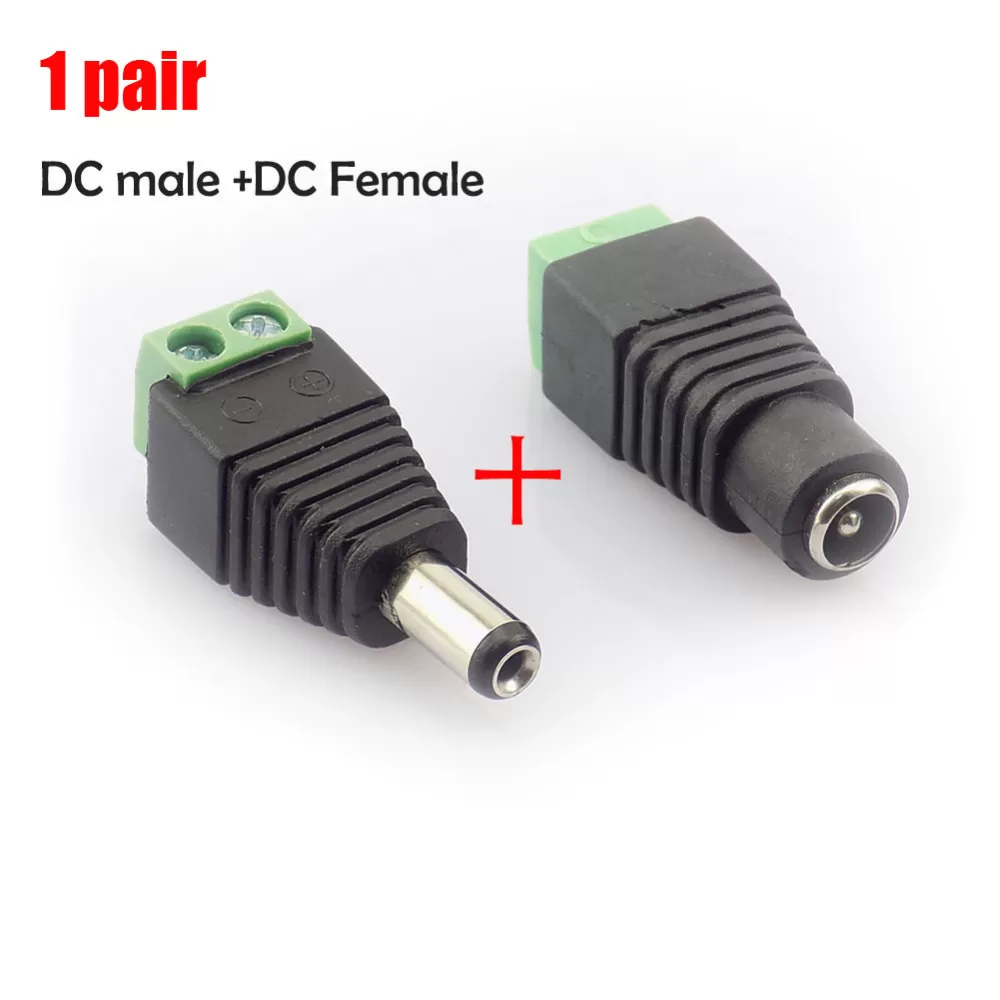 Generic Solderless Green DC Male Female Power Adapter