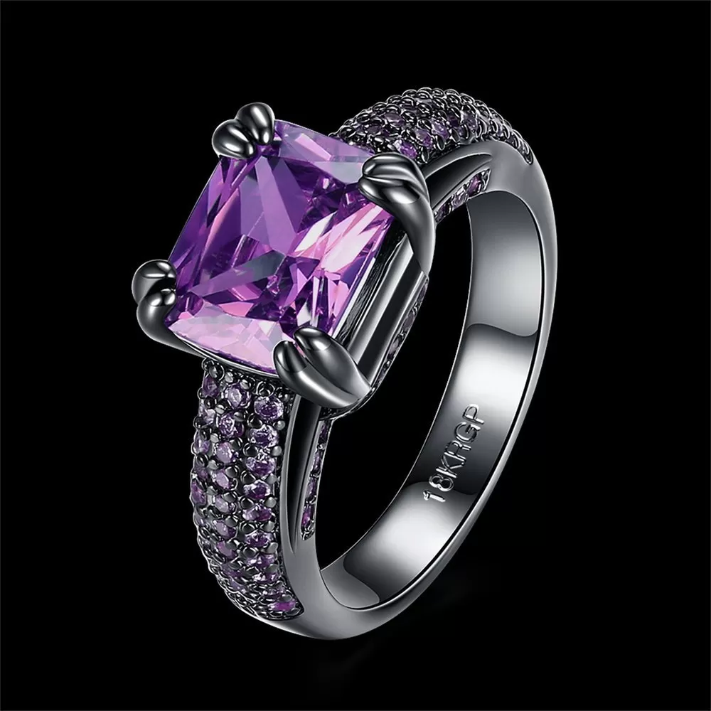 Luxury Black Gold Amethyst Sapphire Ring - image 2