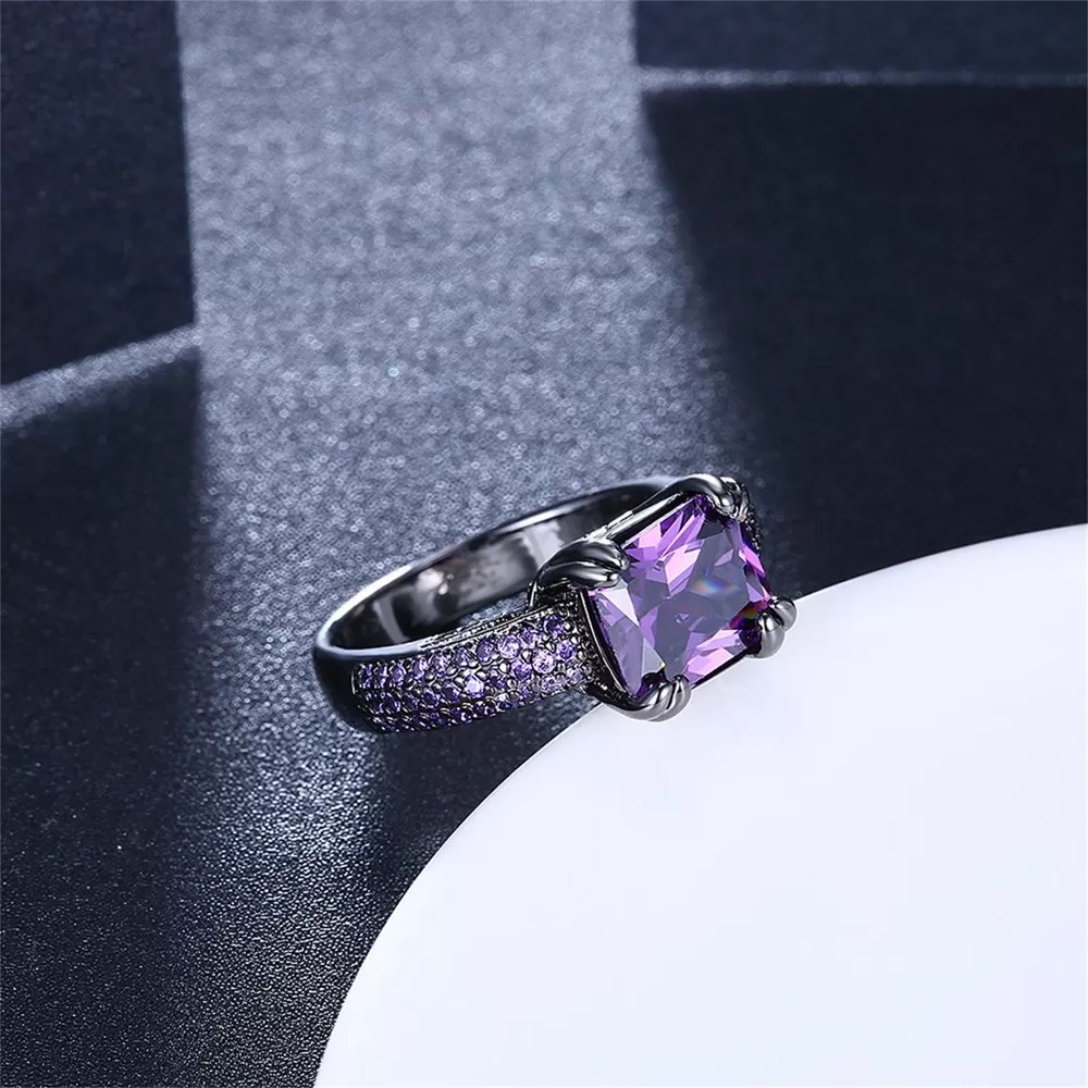Luxury Black Gold Amethyst Sapphire Ring - image 3